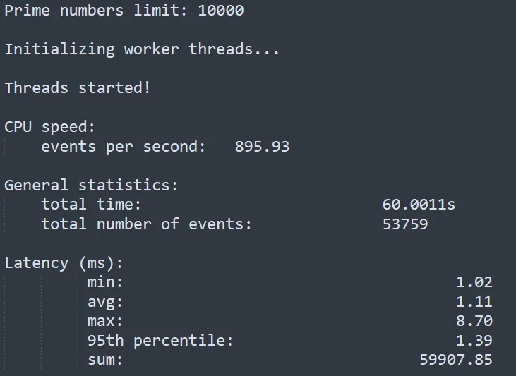 RackNerd CPU Sysbench 性能测试截图