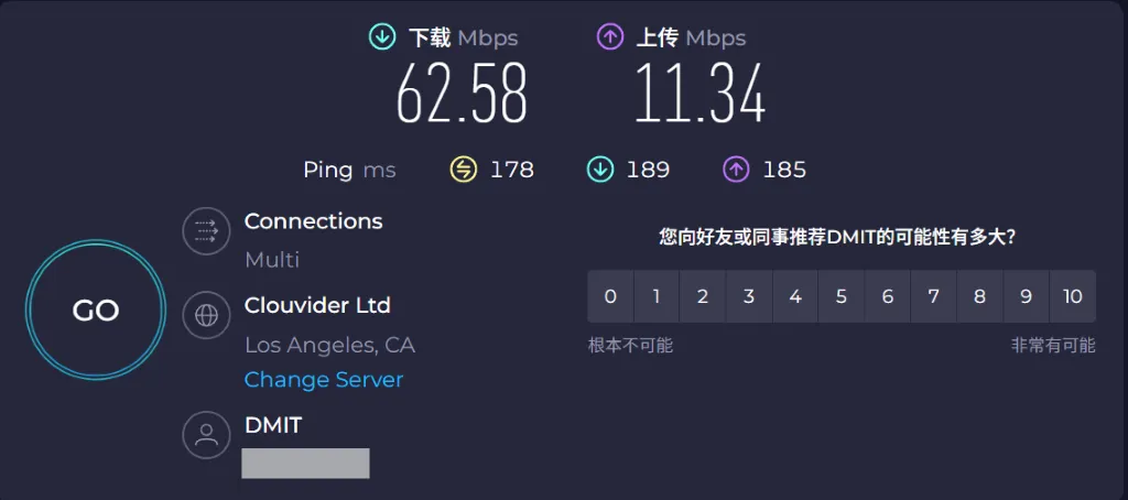 V2ray节点speedtest测试结果